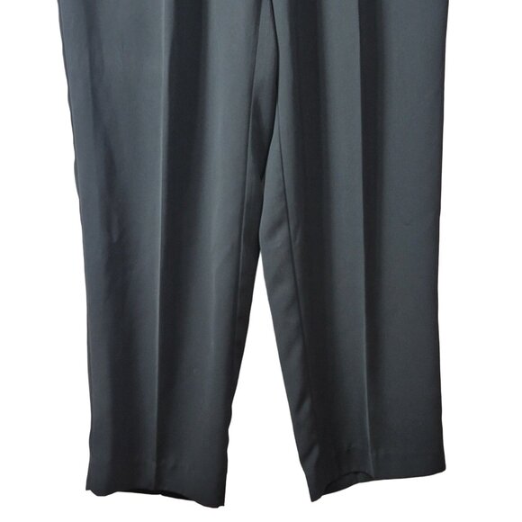 Venezia Taper Dress Pants Black Size 14 Button Zip Pockets Pleat Front Polyester - Picture 3 of 8
